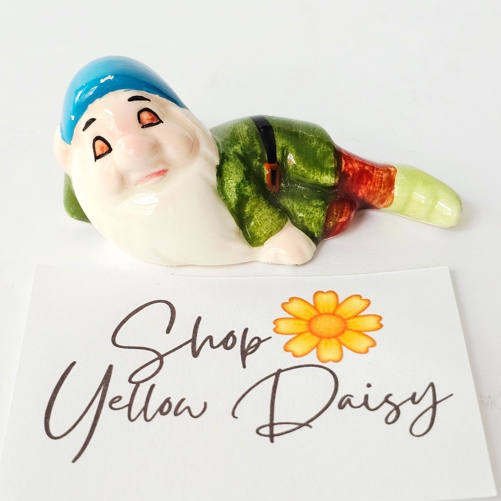 Vintage Disney Sleepy Ceramic Figurine Snow White‎ 7 Dwarfs Japan - M1105